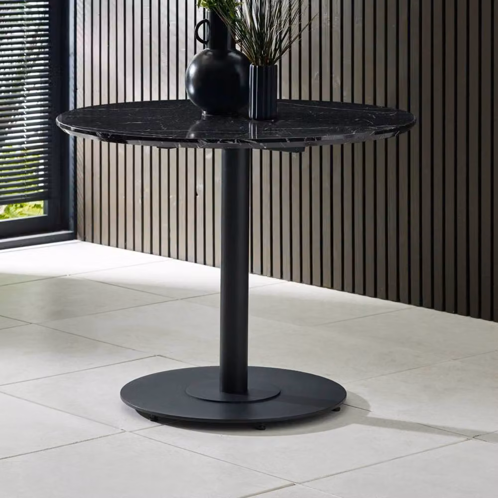 Cheshire Premium Lucerne Round Dining Table, Black, Diameter: 80 cm, Height: 76 cm – 2