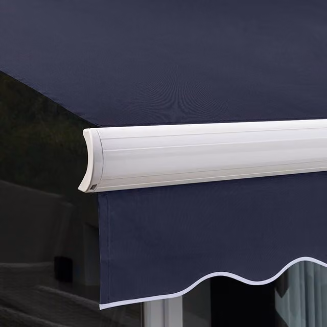 Primrose Full Cassette Electric Patio Awning with 3.5m Canopy in Plain Dark Blue