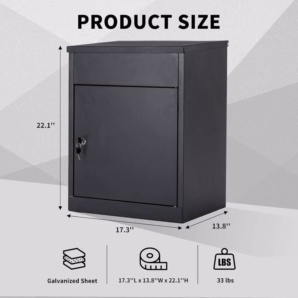 FLAVORA Black Galvanised Steel Wall Mounted Parcel Delivery Drop Box W/D/H: 50 x 50 x 50 cm – 2
