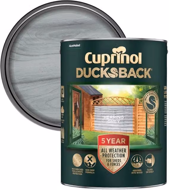 Cuprinol Ducksback Timbercare Wood Paint in Grey