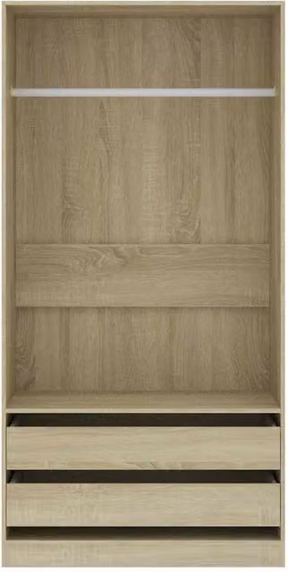 Berkfield Home Sonoma Oak Wardrobe in Brown, W/D/H: 100 x 50 x 200 cm