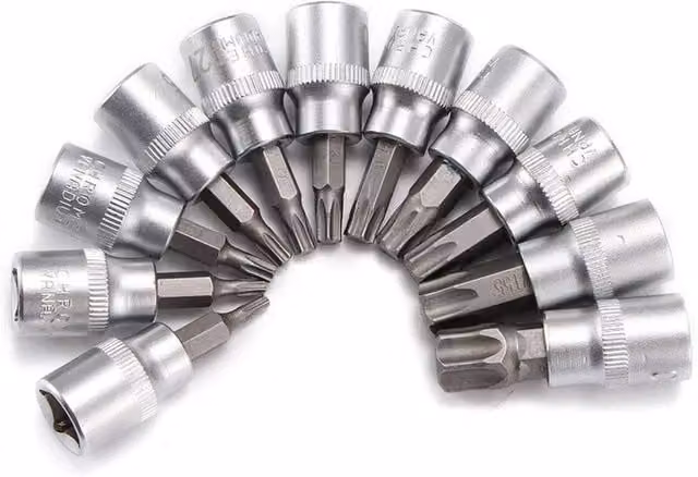Nordara 34pc Torx Star Socket and Bit Set with 3/8 inch Drive and Carrying Case in Silver and Blue