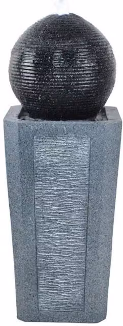 Tranquility Grey Antique Stone Ball and Column Solar Powered Freestanding Water Feature