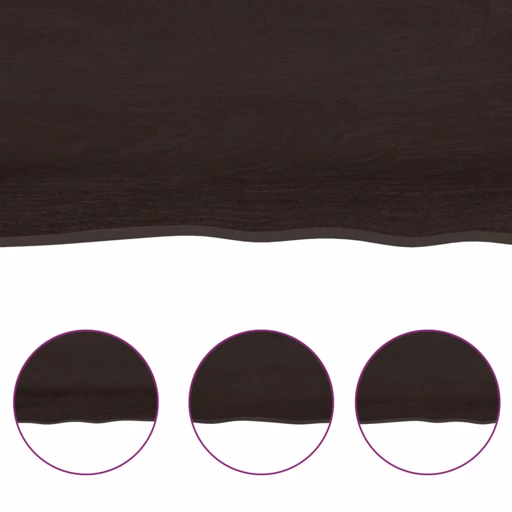 Berkfield Home Bathroom Countertop, Treated Solid Wood in Dark Brown and Grey, W: 100 cm, D: 50 cm, H: 2-4 cm – 3