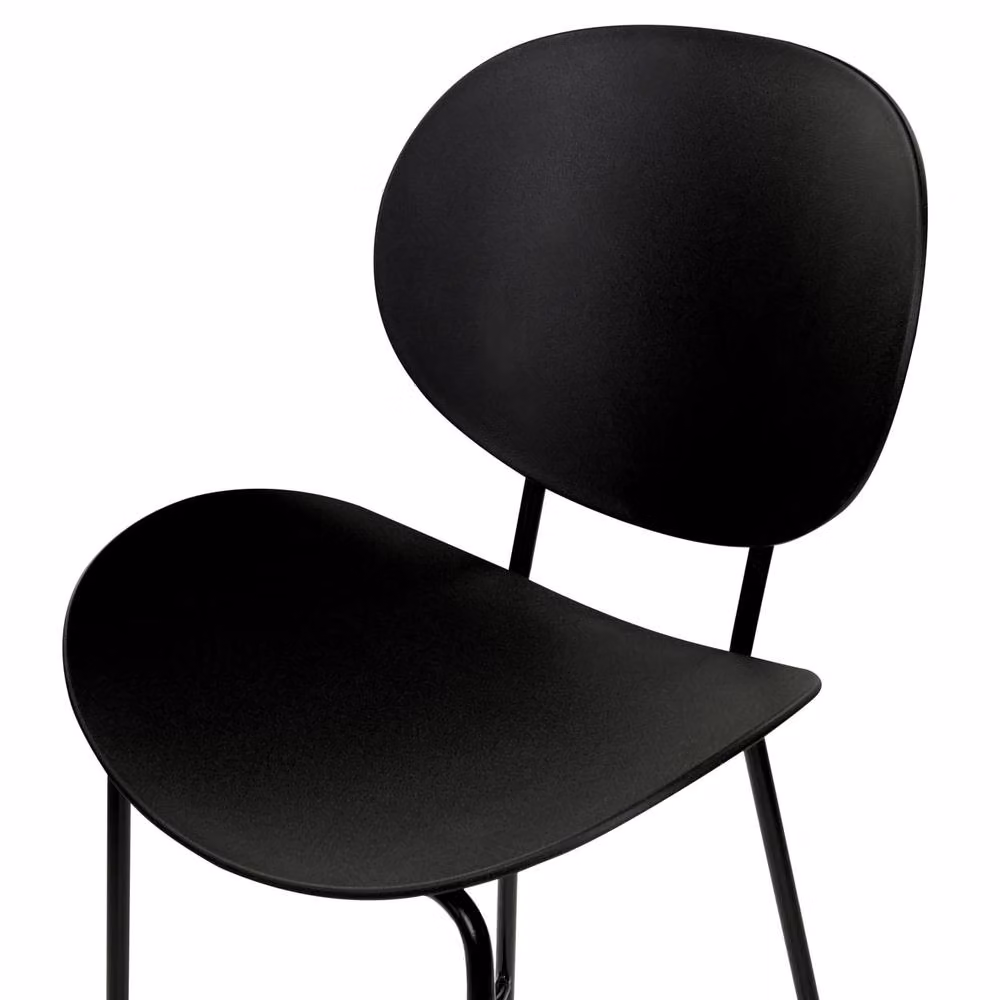 Wyld and Coco Set of 2 Black Bar Chairs with Polypropylene Seats and Powder-Coated Iron Legs – 4