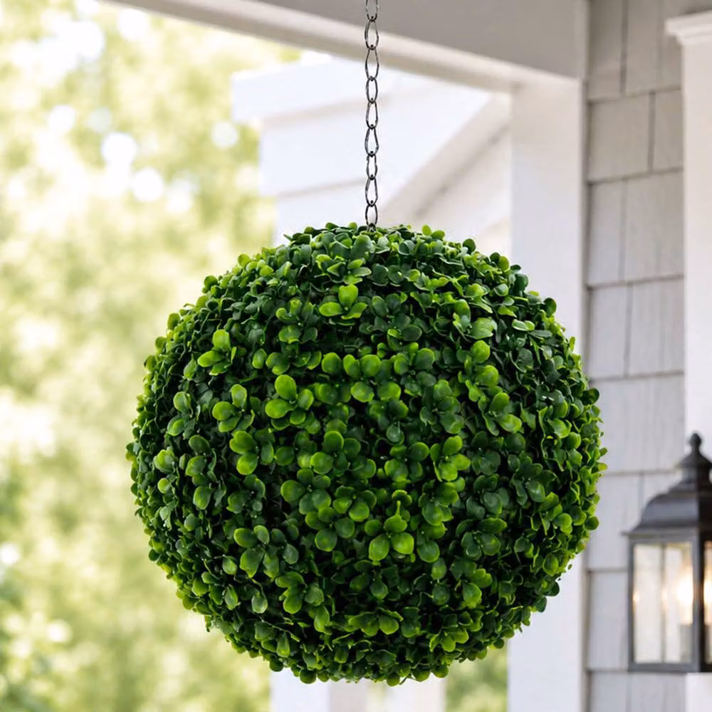 Oypla Artificial Hanging Topiary Buxus Ball Tree in Green, Diameter: 28 cm – 3