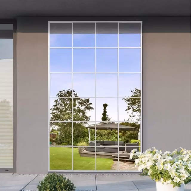 Genestra Modern Rectangular Hanging Garden Mirror in White