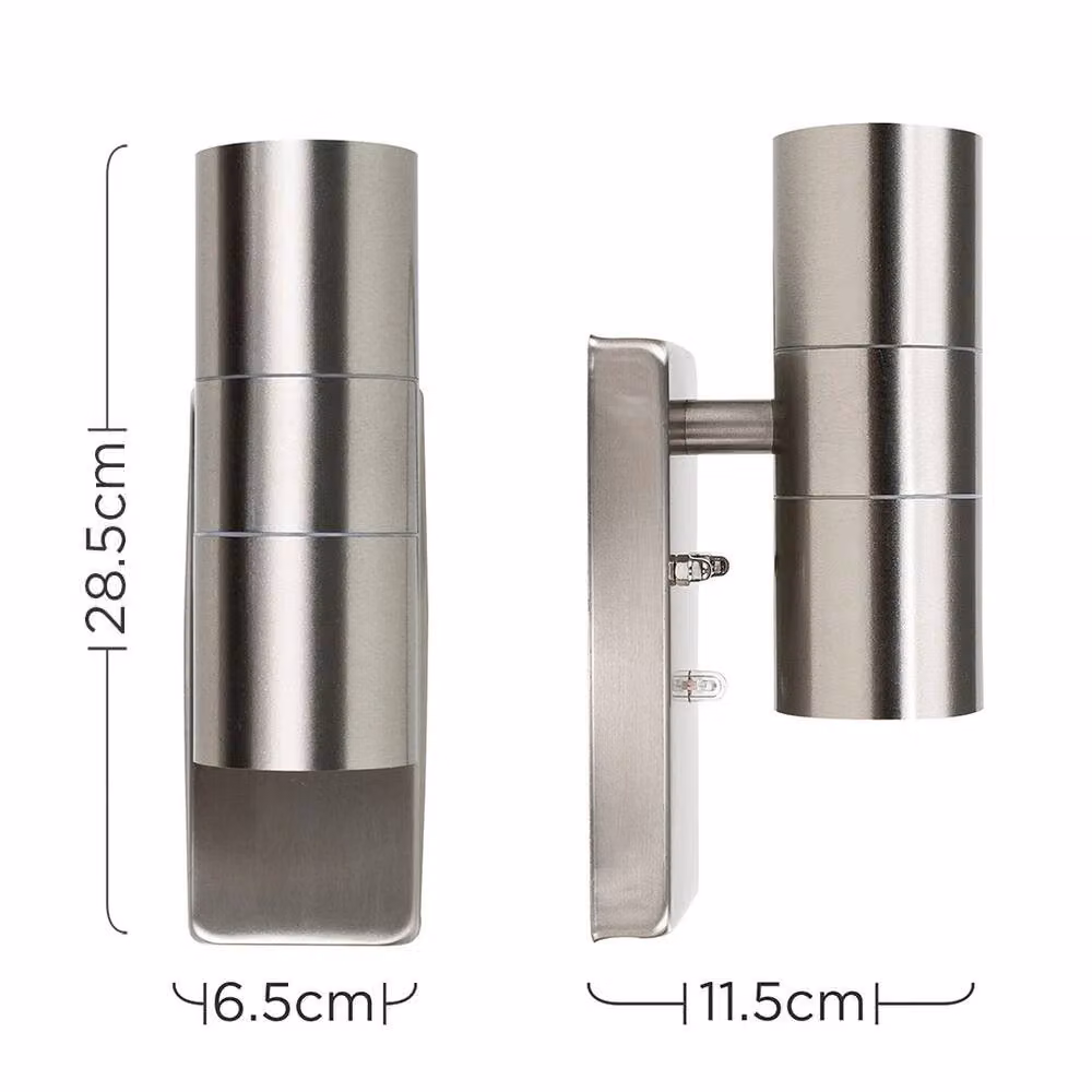 EONLION Stainless Steel UpDown Wall Light Fitting in Silver with Dusk Sensor for Garden and Terrace – 2