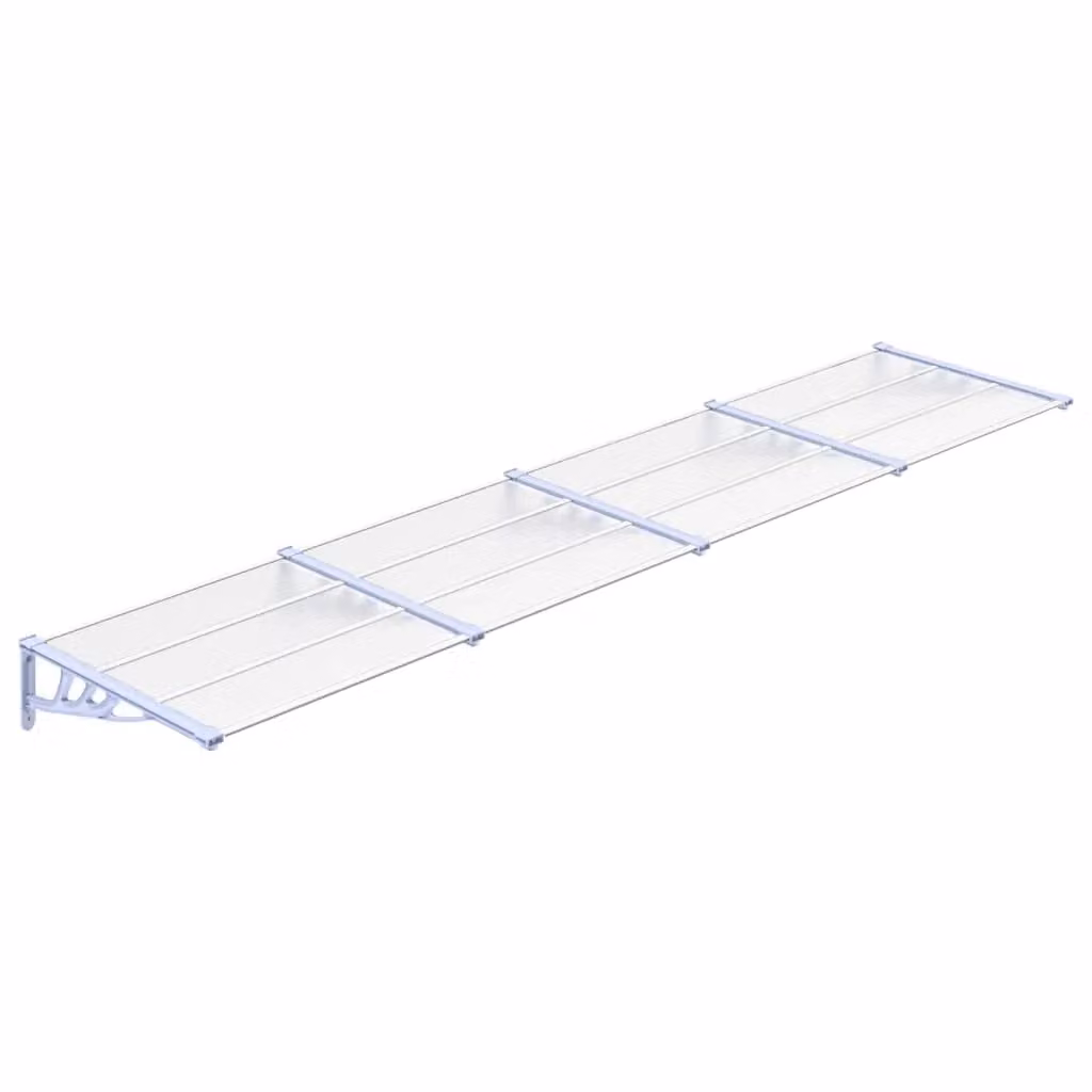 Berkfield Home Polycarbonate and Aluminium Door Canopy in Grey and Transparent, W: 396 cm, D: 90 cm, H: 90 cm – 2