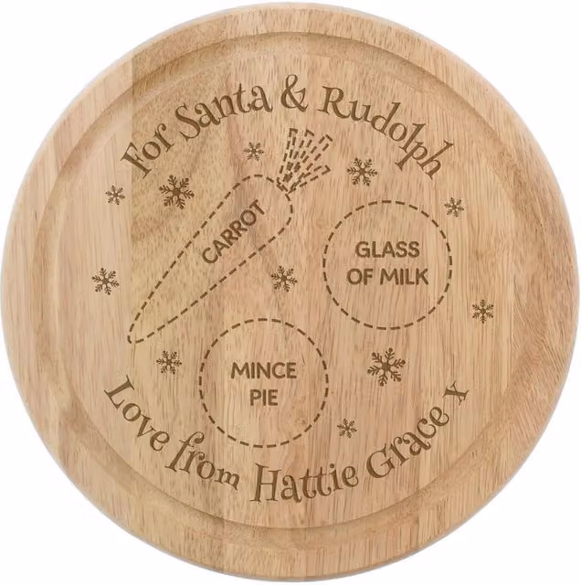 Personalised Memento Company Personalised Christmas Eve Mince Pie Board in Brown Wood