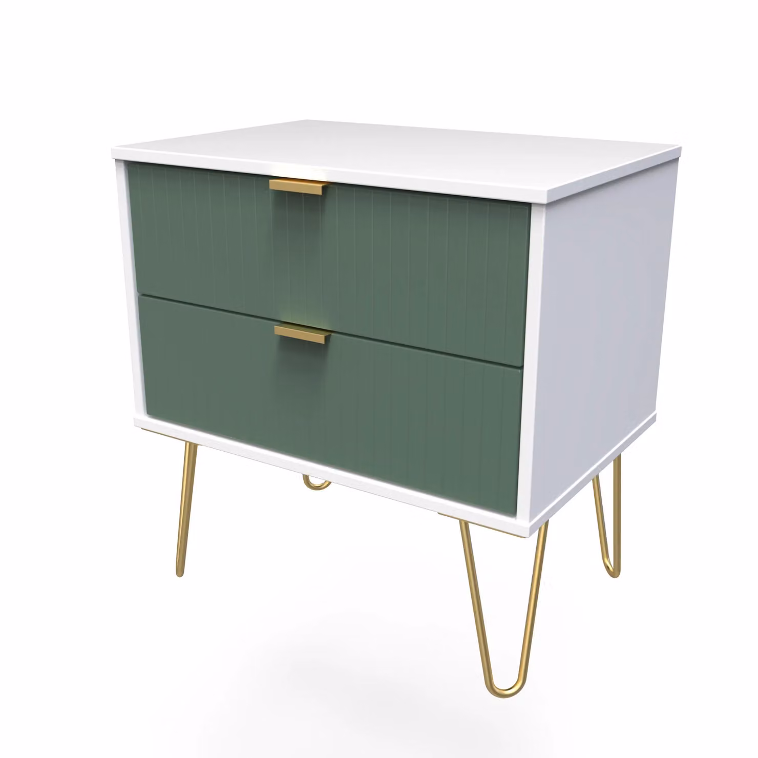2 U Bexley 2 Drawer Side Table in Green and Gold – 2