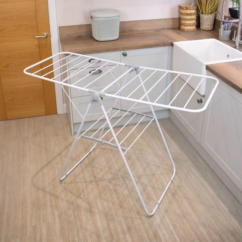JVL Strong Winged Clothes Drying Airer, White, Coated Steel – 2
