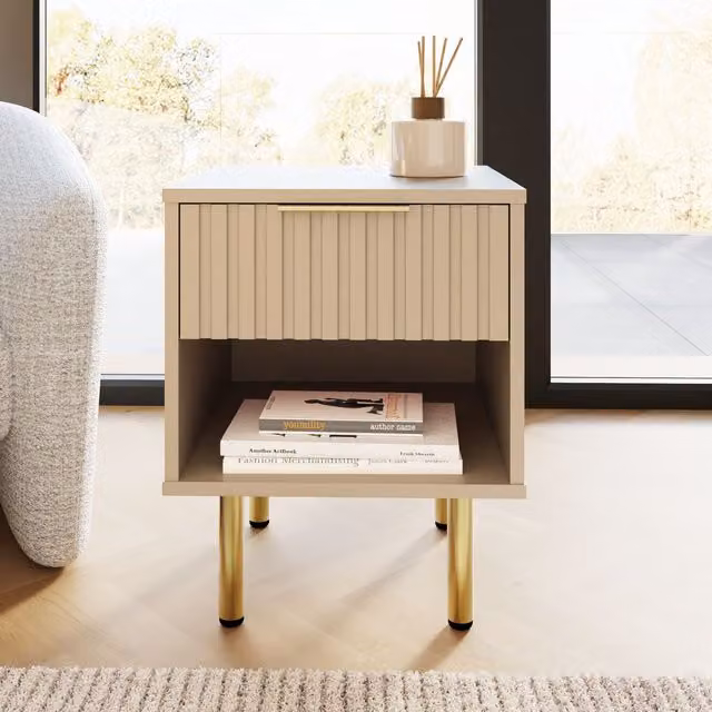 GFW Nervata Ivory 1 Drawer Lamp Table – 2
