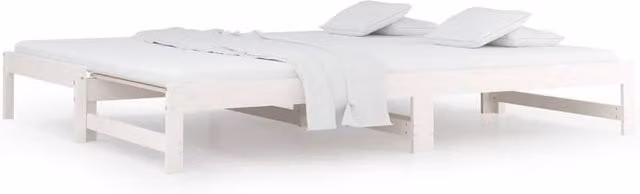Berkfield Home White Lacquered Solid Wood Pine Pull-out Day Bed with Drawers, W/D/H: 180 x 90 x 200 cm