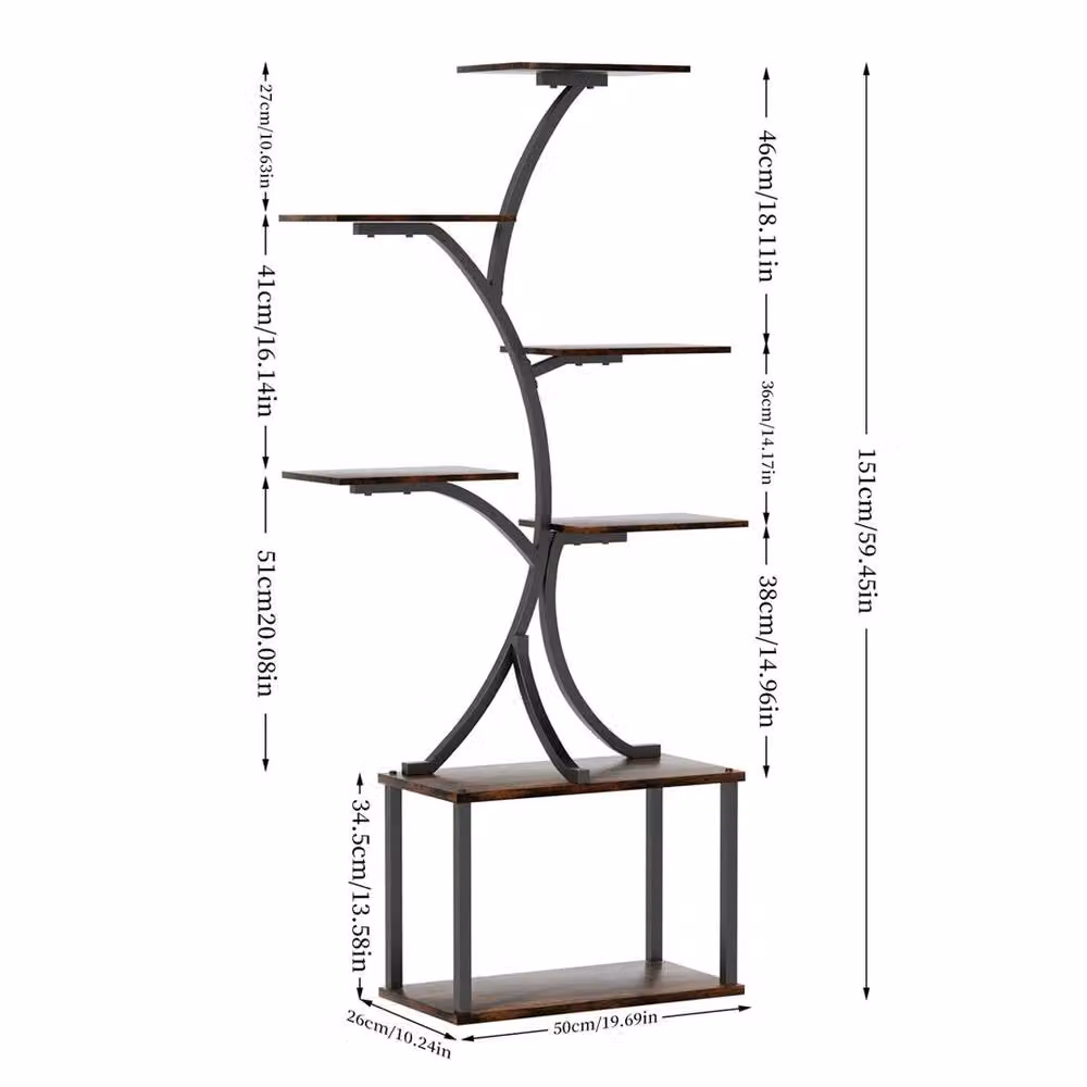 ERGOVEXA Black Industrial Indoor Plant Stand and Flower Pot Storage Shelf – 2