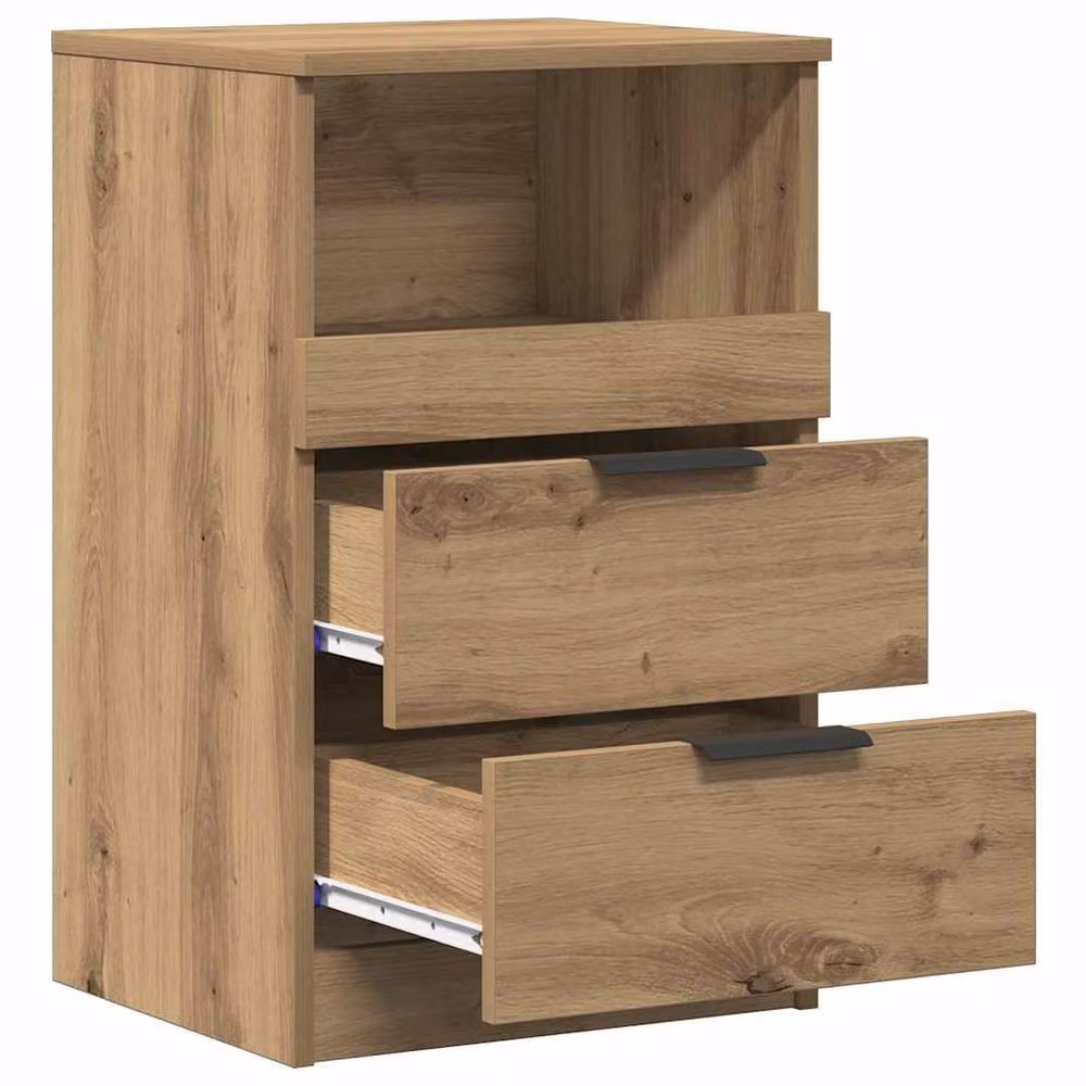 Berkfield Home Elegant Bedside Cabinets, 2 Piece Artisan Oak Set in Brown, W/D/H: 40 x 36 x 65 cm – 5