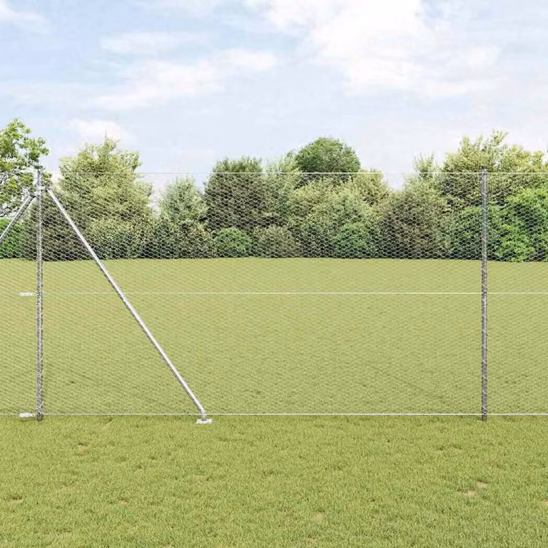 Berkfield Home Silver Galvanised Steel Hexagon Fence, H: 160 cm, L: 25 m