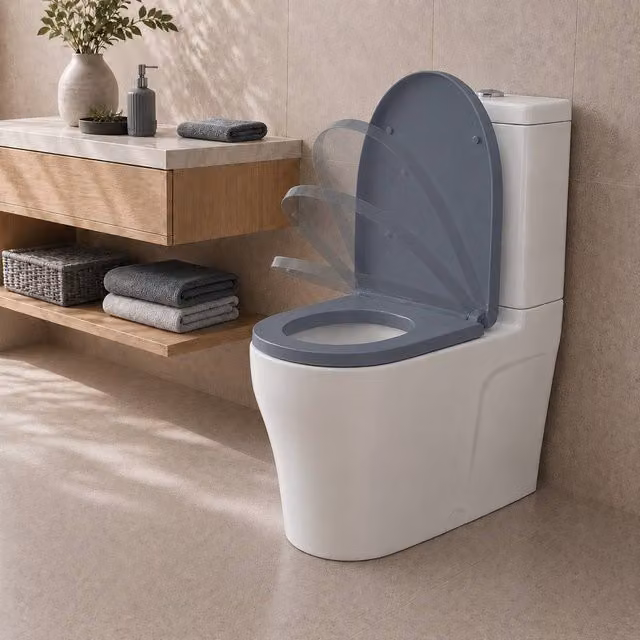 Futura D-Shaped Soft Close Toilet Seat in Grey with Quick Release and Removable Features, Width: 50 cm – 1