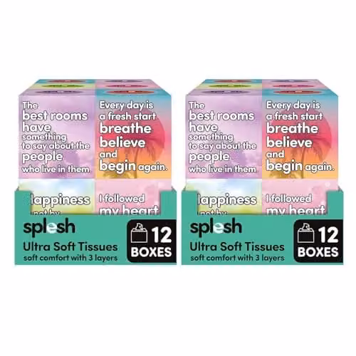 Splesh Ultra Soft 3-Ply Facial Tissues, 24 White Square Box Multipack – 1