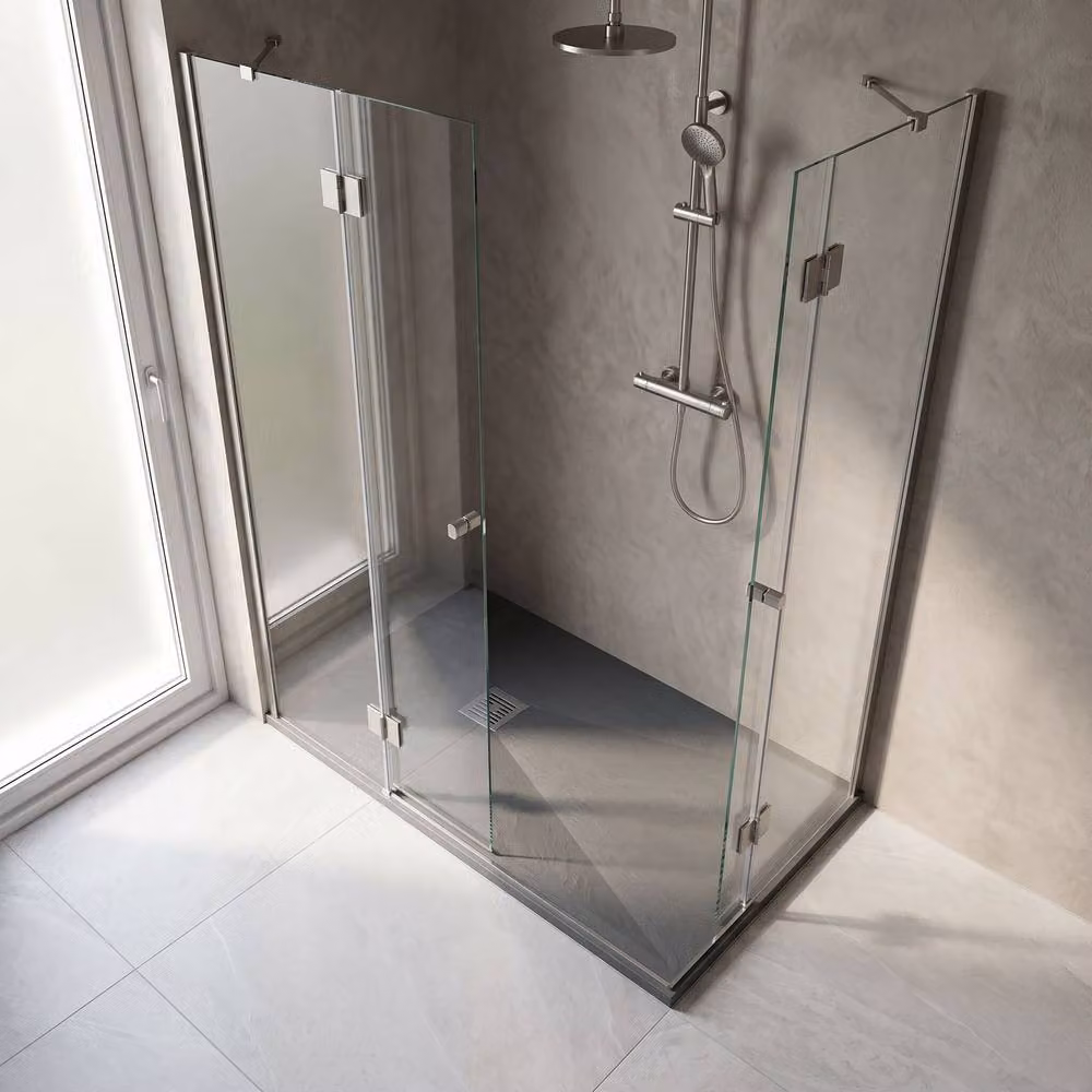 Balterley Slimline Rectangular Acrylic Shower Tray, Slate Grey, W: 140 cm x D: 80 cm – 2