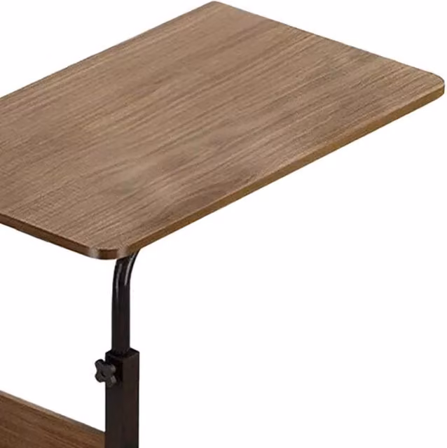 Kelvenix Portable Over Bed Table in Brown with Height Adjustment and Castors – 1
