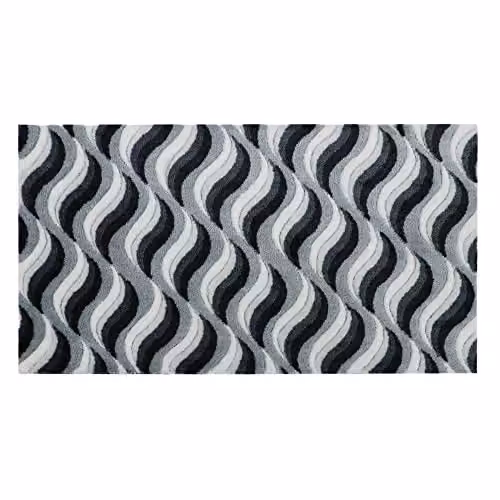 JVL Solemate Hand Carved Wave Doormat, Grey, W: 57 cm, D: 100 cm, H: 1 cm – 4