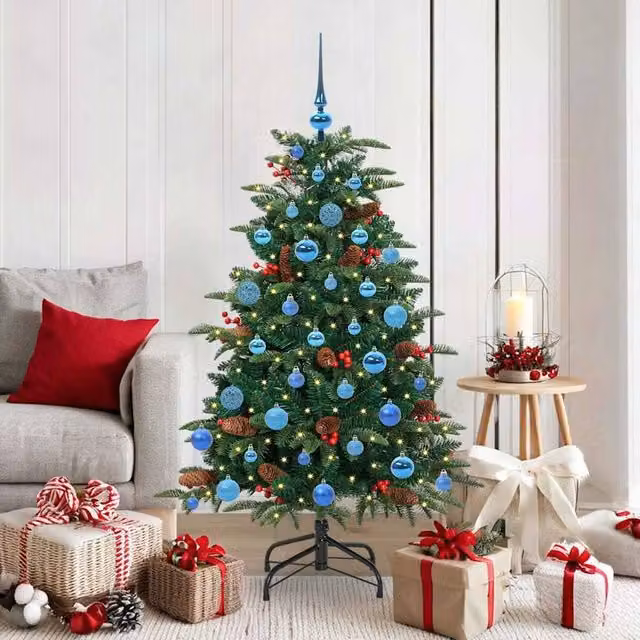 Berkfield Home Artificial Christmas Tree with 150 LEDs and Stand, Green, Height: 150 cm