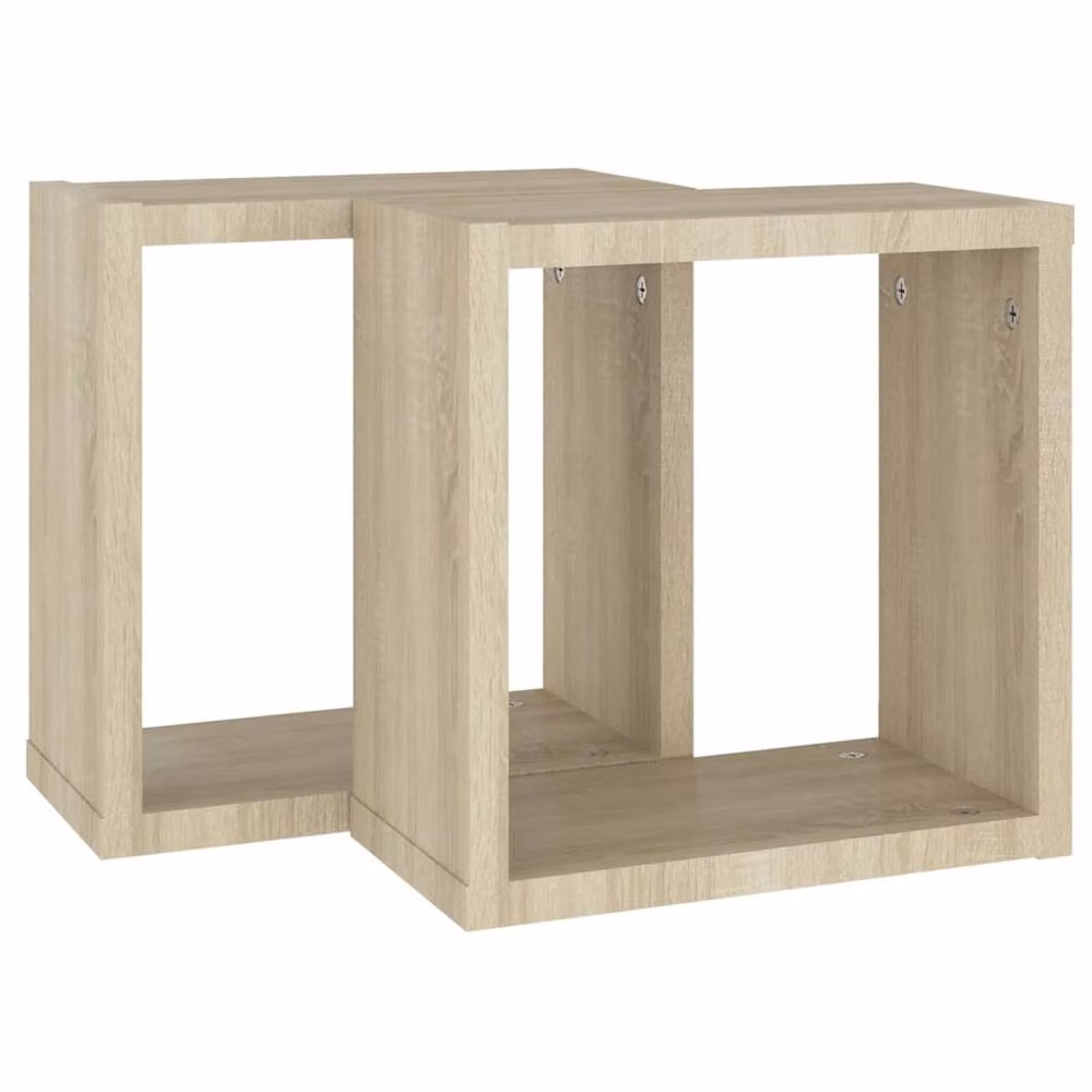 Berkfield Home Wall Mounted Cube Shelves, 2 Pack, Sonoma Oak, Brown, W/D/H: 30 x 15 x 30 cm – 3