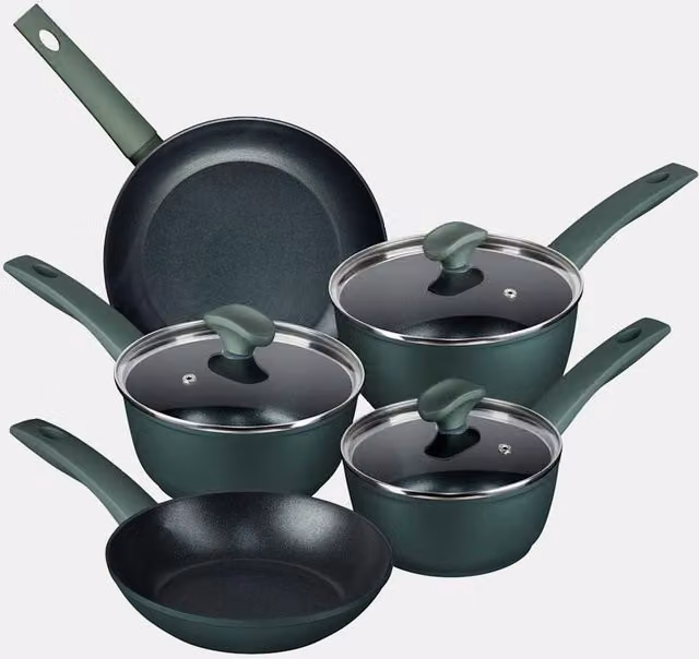 Prestige 5 Piece Non-Stick Aluminium Pan Set in Dark Green