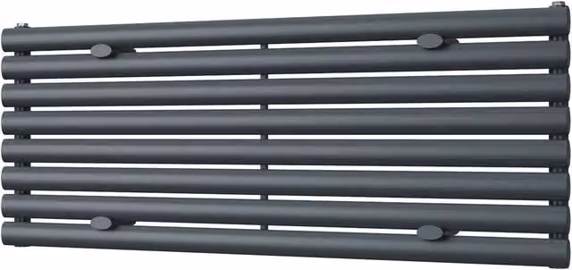 Omeara Axis Anthracite Horizontal Single Panel Wall Radiator, W: 120 cm, H: 46.4 cm