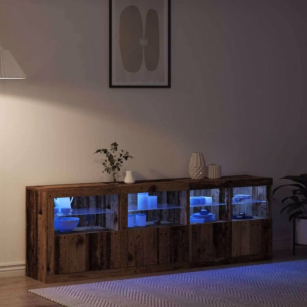Berkfield Home Rustic Brown Sideboard with Integrated LED Lights, W/D/H: 202 x 37 x 67 cm – 5