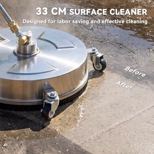 Outsunny 13 inch Pressure Washer Surface Cleaner with 4 Wheels in Silver and Stainless Steel – 3