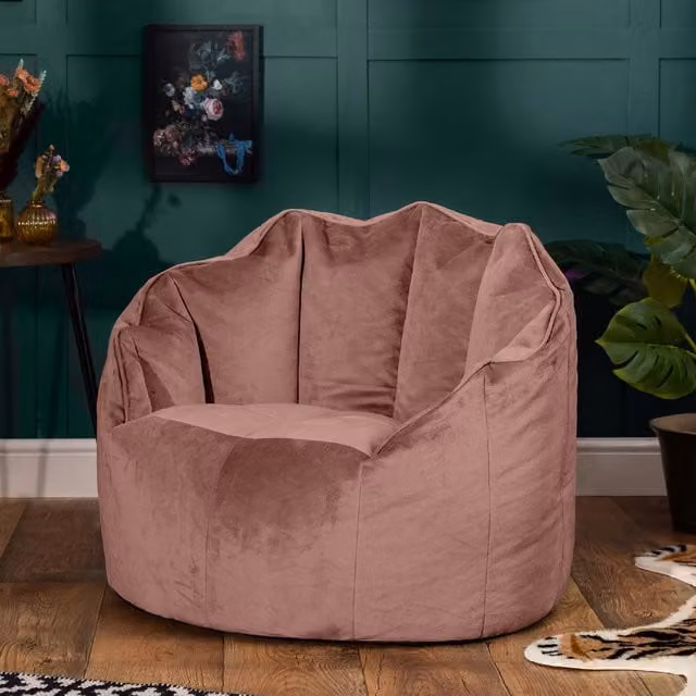 ICON Sirena Velvet Bean Bag Accent Chair in Dawn Pink