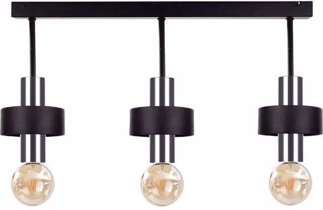 Netlighting Unica Modern Ceiling Spotlight Bar in Black and Silver, 60 cm, 3x E27