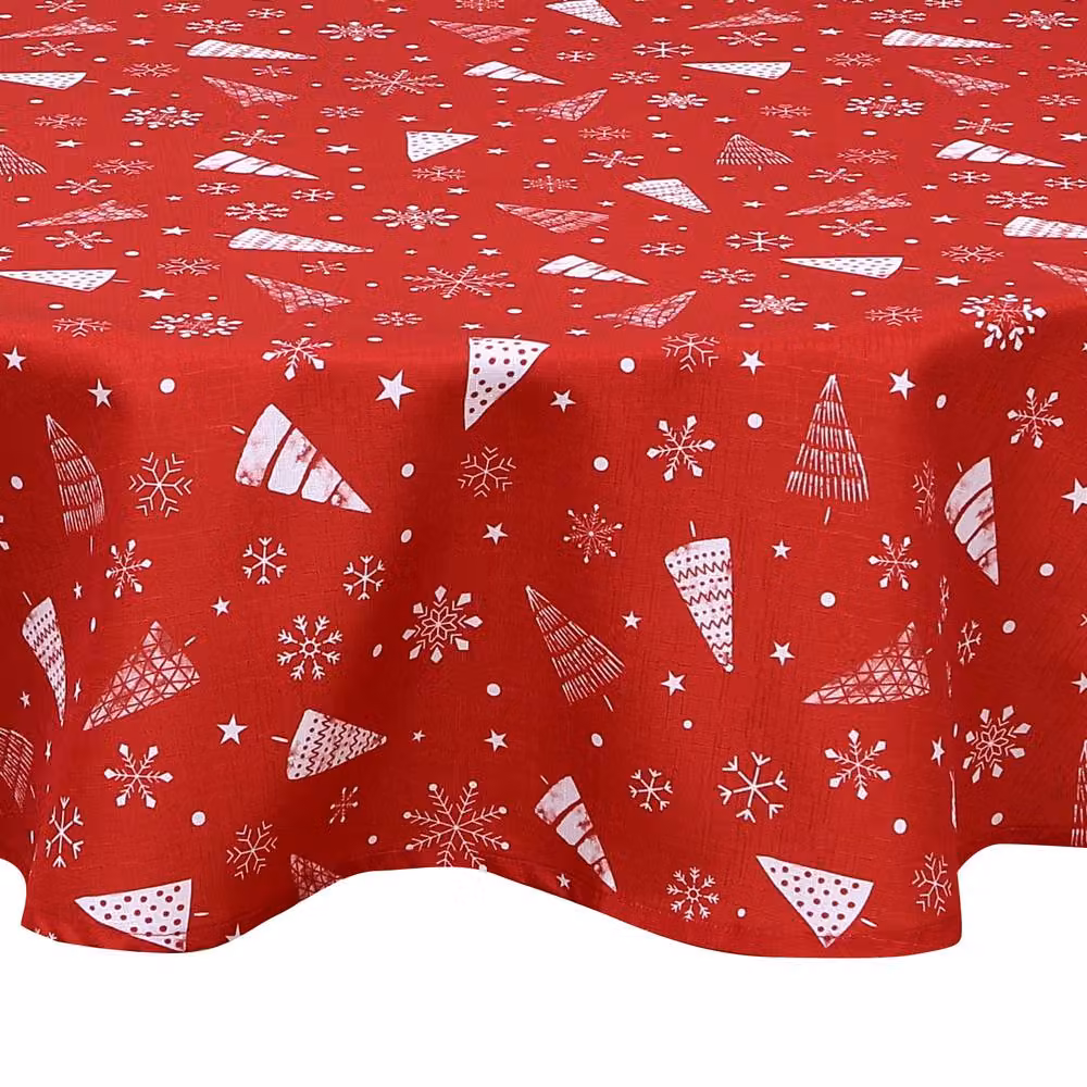 London Boutique Red Christmas Round Tablecloth, Waterproof and Wrinkle-Free, Diameter: 152.4 cm – 5