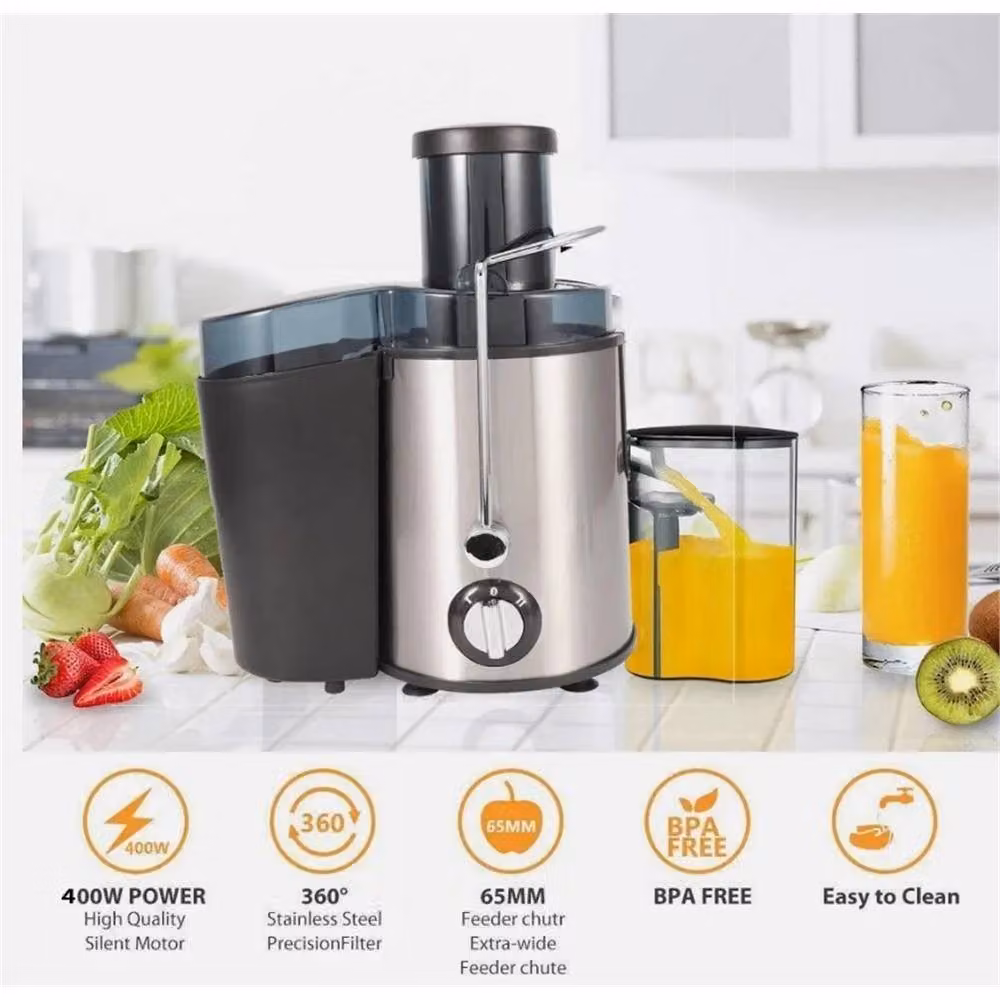Nordara 1000W Centrifugal Juicer Machine for Whole Fruit and Vegetables in Silver Stainless Steel – 2