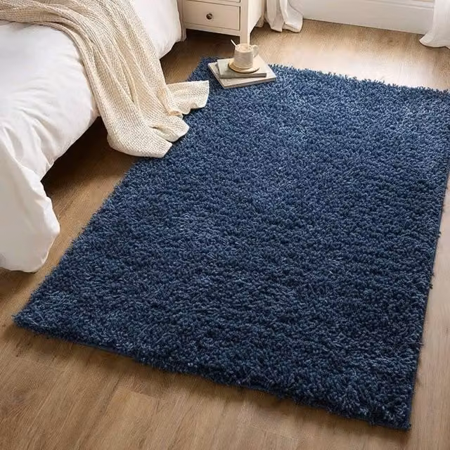 Kukoon Navy Blue Shaggy Rug, Soft Fluffy Rectangular Area Mat for Living Room and Hallway, W: 80 cm, L: 150 cm