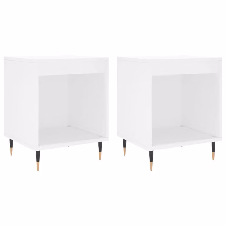 Berkfield Home Set of 2 Modern White Bedside Cabinets in Engineered Wood W/D/H: 40 x 35 x 50 cm