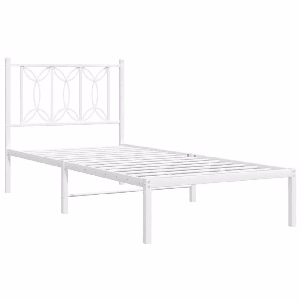 Berkfield Home Metal Bed Frame with Headboard, White, W/D/H: 80 x 200 cm – 2