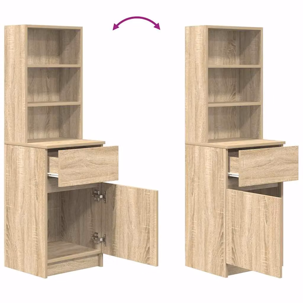 Berkfield Home Bedside Cabinet in Sonoma Oak with Glass Doors, W/D/H: 39 x 35 x 125 cm – 3