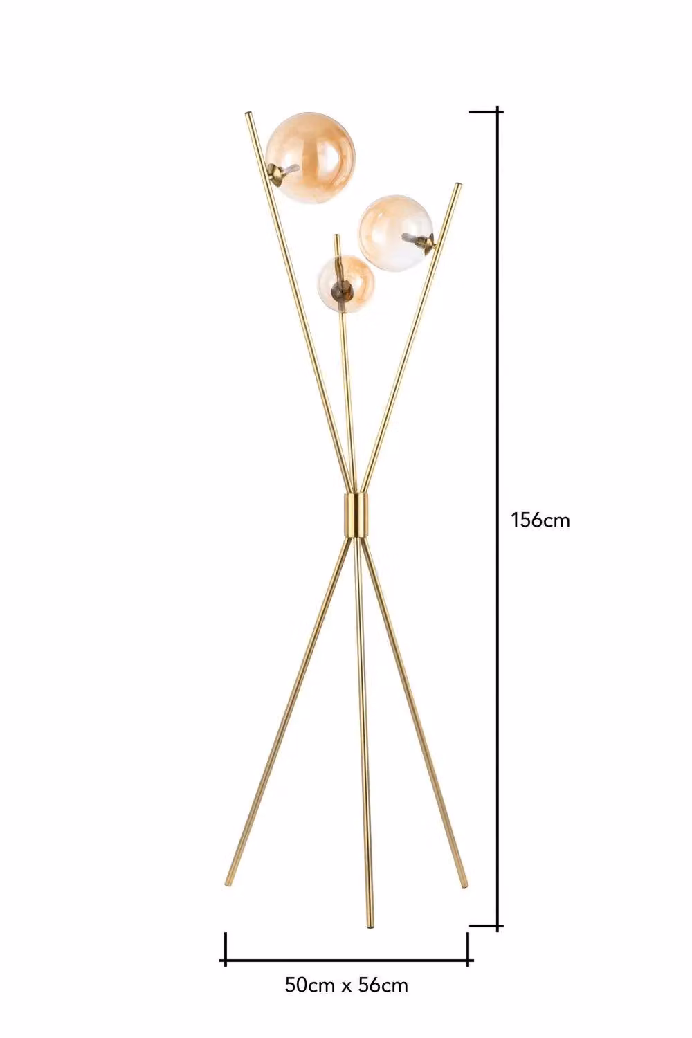 BHS Lighting Lincoln Modern Gold Floor Lamp with Glass Sphere – 3