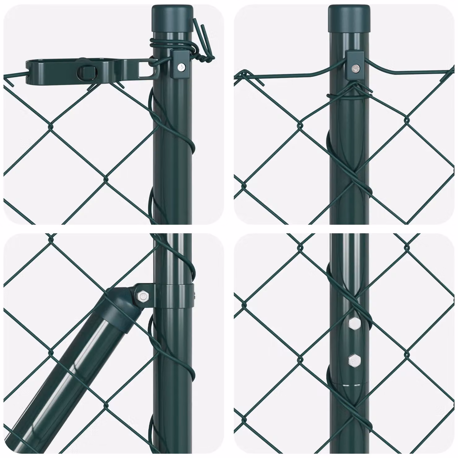 Berkfield Home Green Galvanised Steel Chain Link Fence with 13 Flanged Posts, W: 25 m, H: 1.4 m – 4