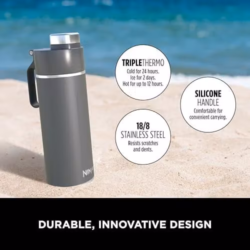 Ninja Thirsti Triple Insulated Stainless Steel Water Bottle and Flask, Grey, 530 ml – 3