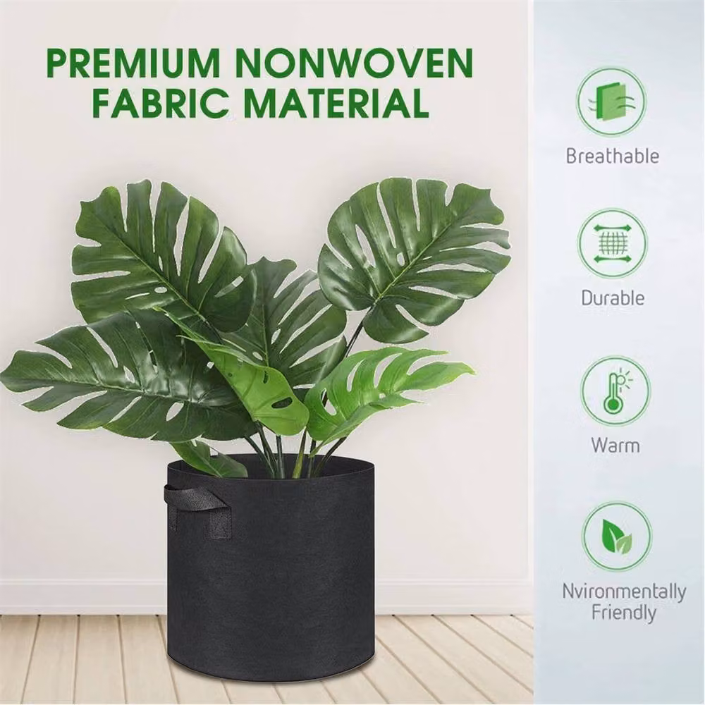 SPETLEK 10 Pack Large Black Plastic Grow Bags for Vegetables and Fruit – 5