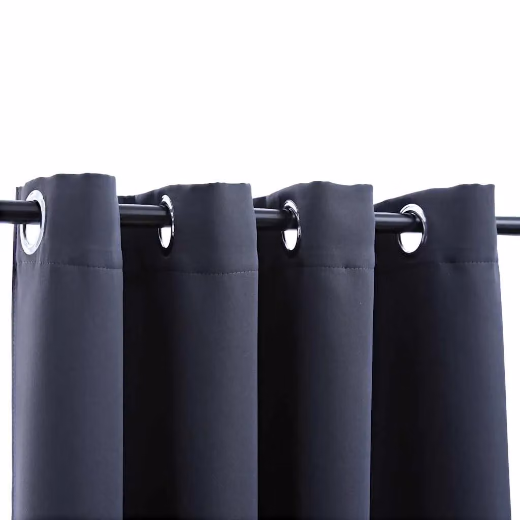 Berkfield Home Anthracite Blackout Curtain with Metal Eyelets W: 290 cm, H: 245 cm – 4