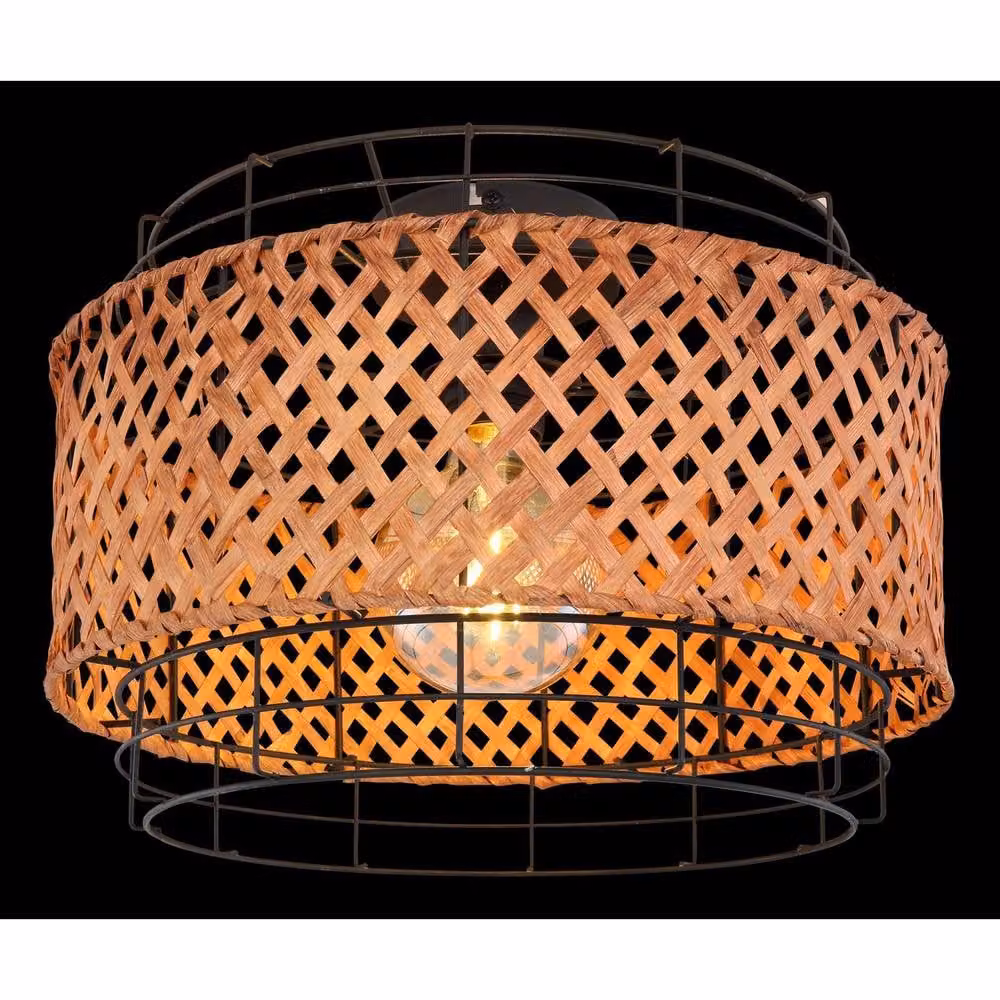 Netlighting Gina Cylindrical Ceiling Light in Black and Brown with E27 Socket – 2