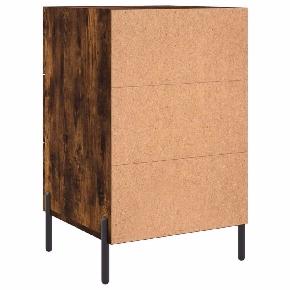Berkfield Home Modern Bedside Cabinet in Smoked Oak Brown, W/D/H: 40 x 40 x 66 cm – 5