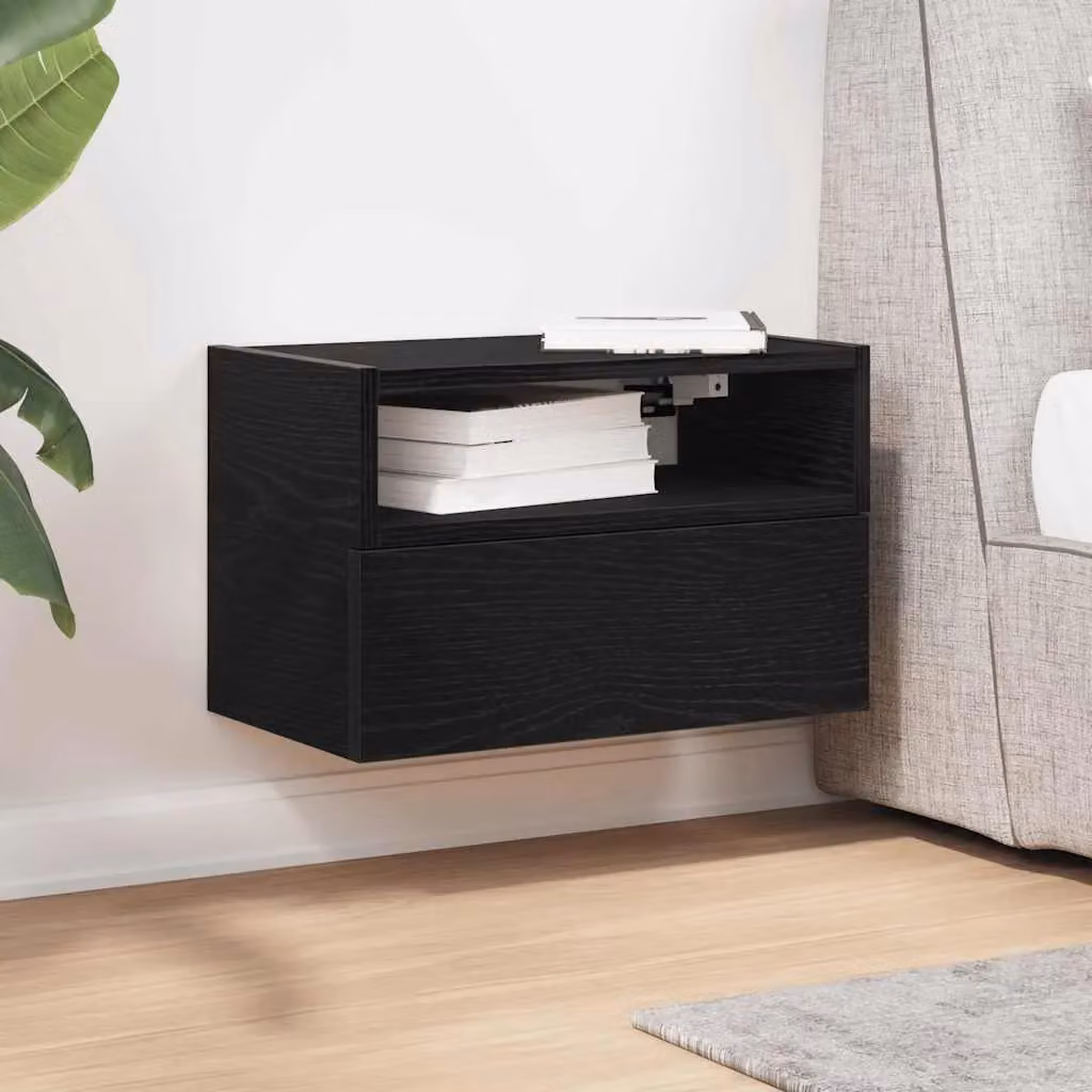 Berkfield Home Wall-mounted Bedside Cabinet in Black, W: 45 cm, D: 26 cm, H: 28.5 cm – 3