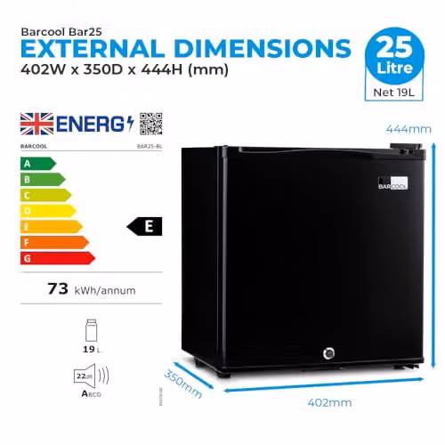 Subcold BAR25 LED Thermoelectric Mini Bar in Black with Interior LED Light and Lockable Door – 6