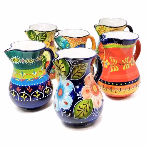 Verano Spanish Ceramics Hand Painted Floral Daisy Chains Ceramic Serving Jug, 2L, Multicolour